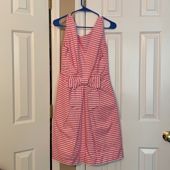 kate spade pink stripe dress Kate Spade New York Pink Stripe Fit & Flare Dress Luxury Consignment Zhuzh Fashions